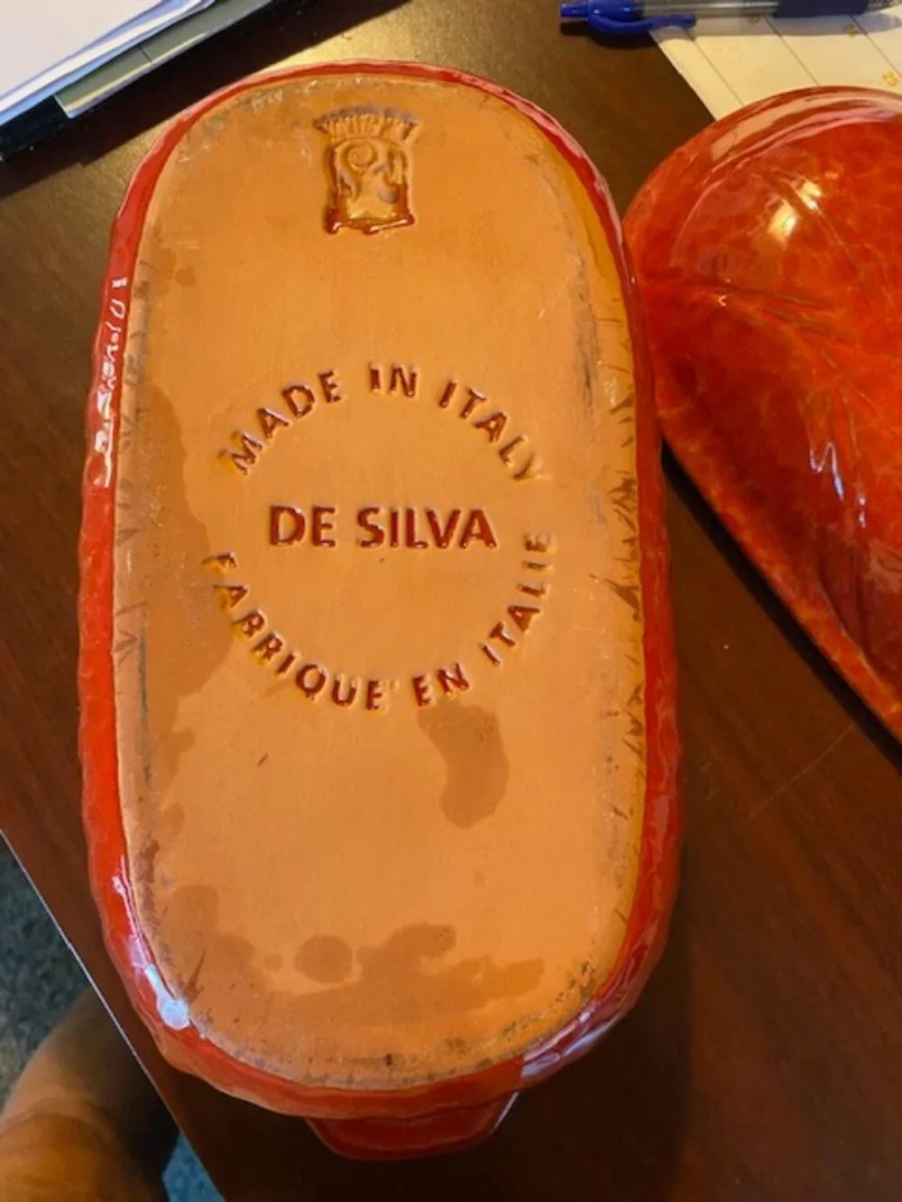 DeSilva Red Glazed Terracotta Casserole/Bread Baker with lid unused